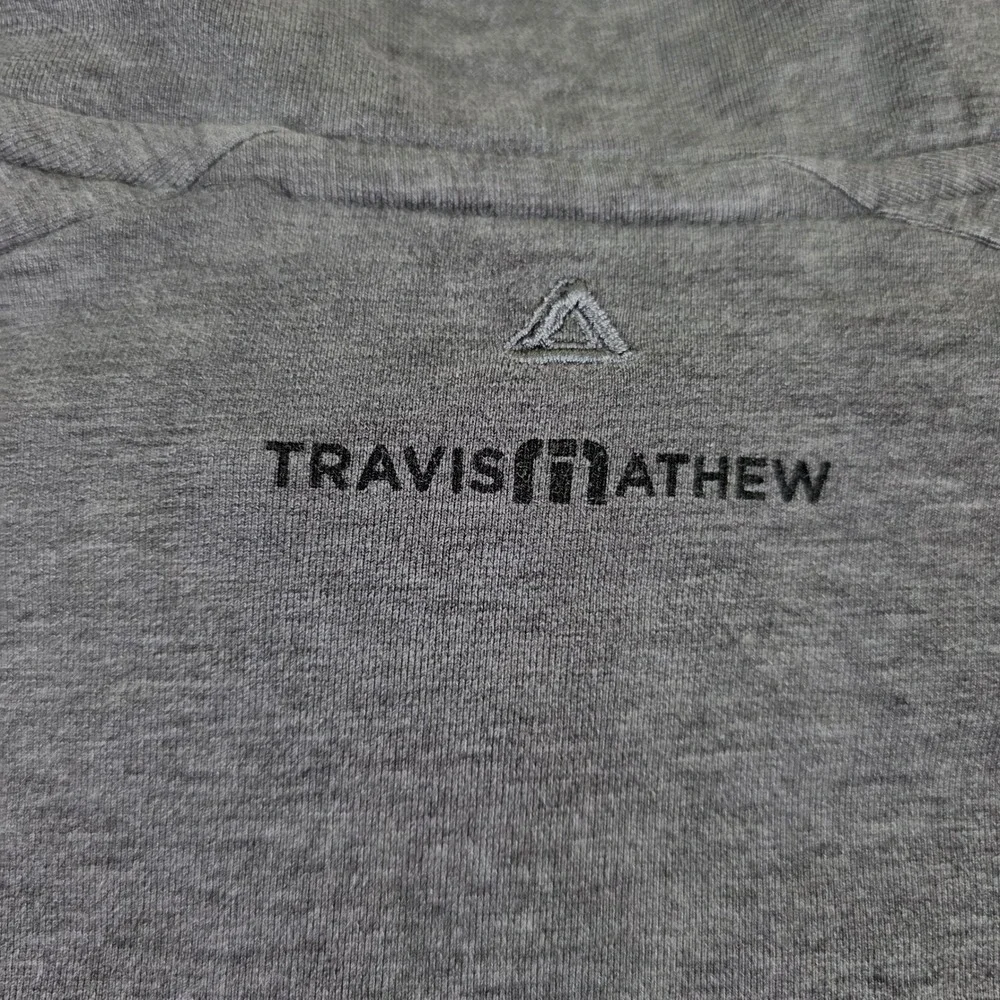 TravisMathew Mens Large Heather Grey Quarter Zip Long Sleeve Pullover Golf Fall